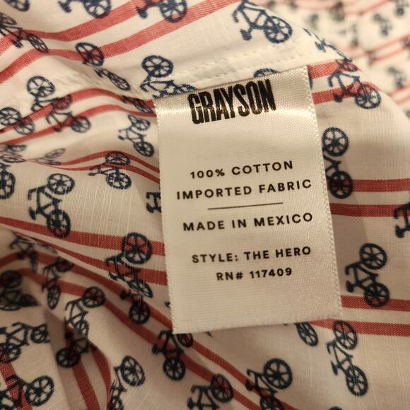 Grayson The Hero Button Up Shirt Bicycle Print Women's Small 02 White - Picture 9 of 9